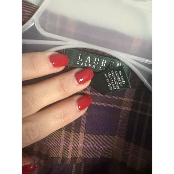 VTG Ralph Lauren LS Plaid Purple Button Up Large - Picture 3 of 6